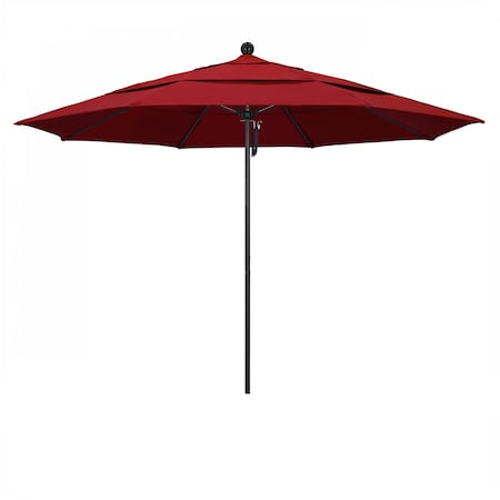 11' Black Aluminum Market Patio Umbrella, Pacifica Red